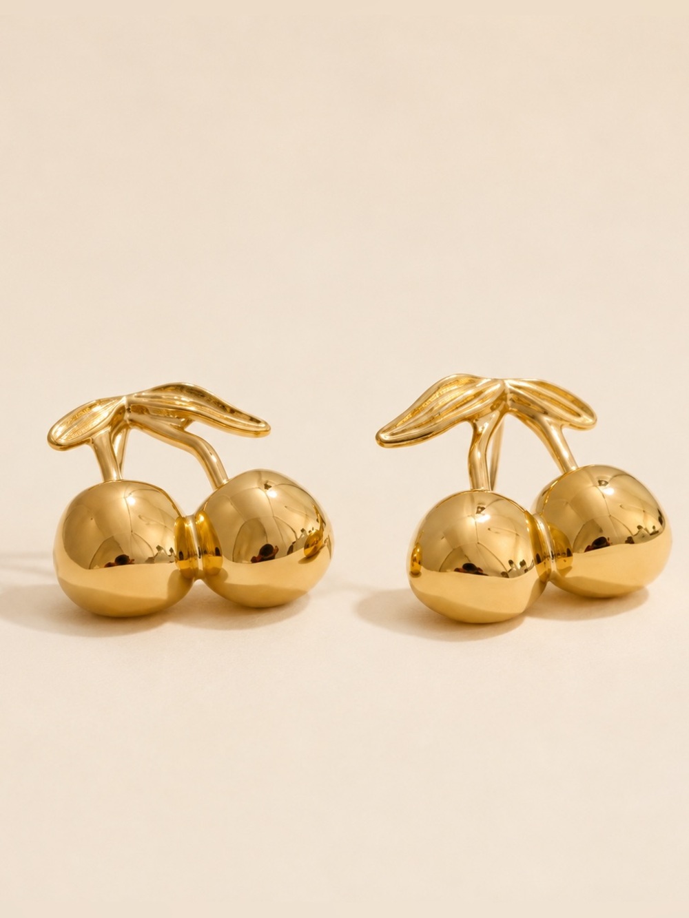 Gold Cherry Stud Earrings